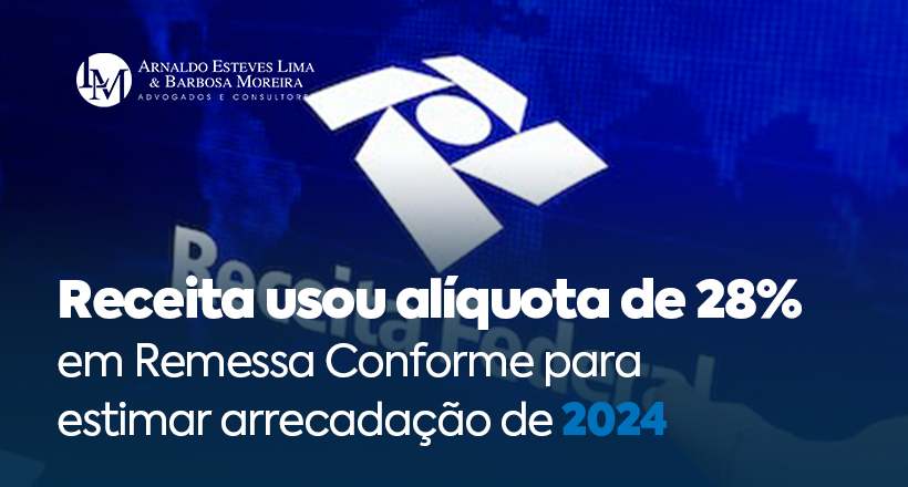 ma nota técnica da Receita Federal usou uma alíquota de 28% para estimar o potencial de arrecadação em 2024 com as importações a serem realizadas no âmbito do Programa Remessa Conforme. O documento foi um dos subsídios usados na elaboração do orçamento. A alíquota de 28% (atualmente ela está zerada) como referência para o cálculo de arrec